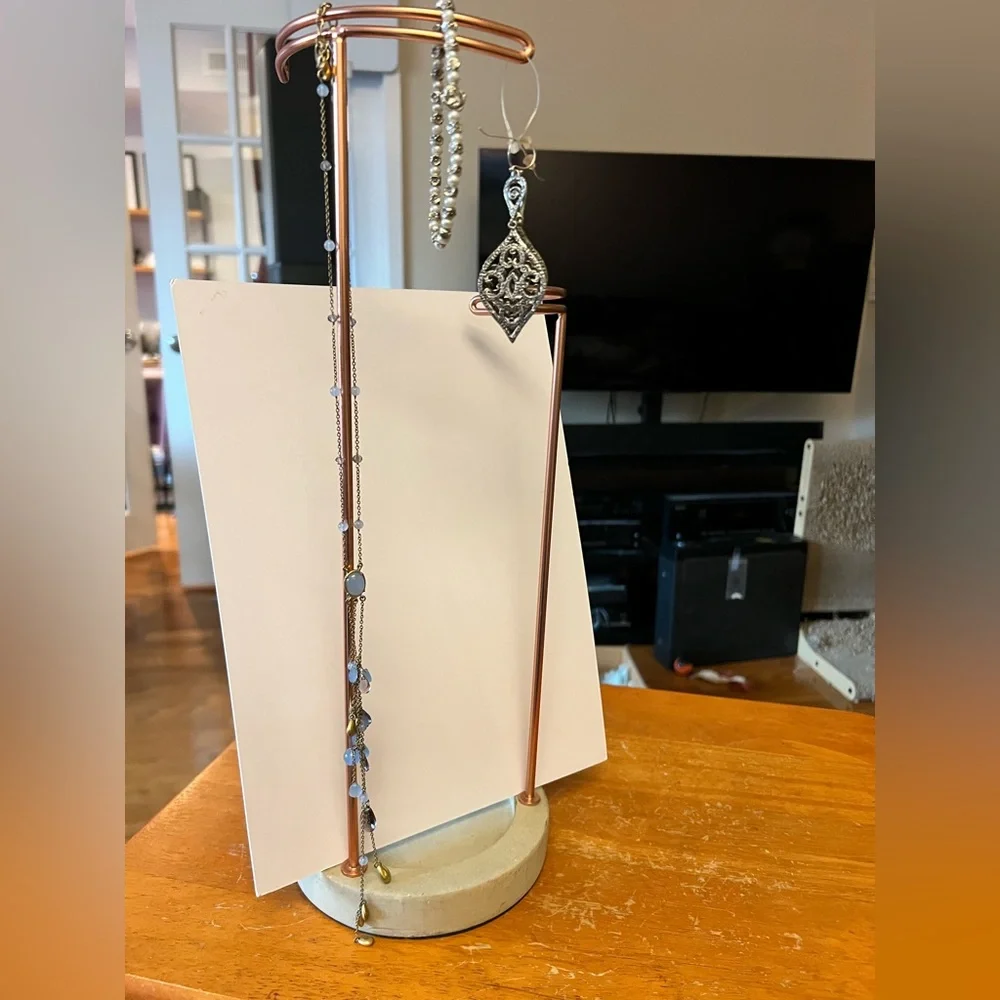 Elegant Jewelry Stand with Copper and Cream Finish